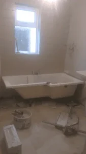 Tiling setup in bathroom